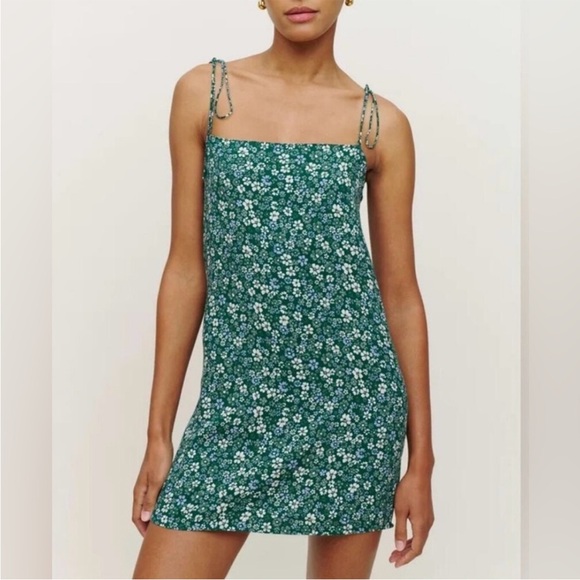 Reformation Dresses & Skirts - Reformation Agean Mini Dress, Saskia Green Floral Mini, XS 0